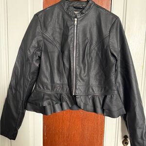 Maurices Black Ruffled Leather Jacket